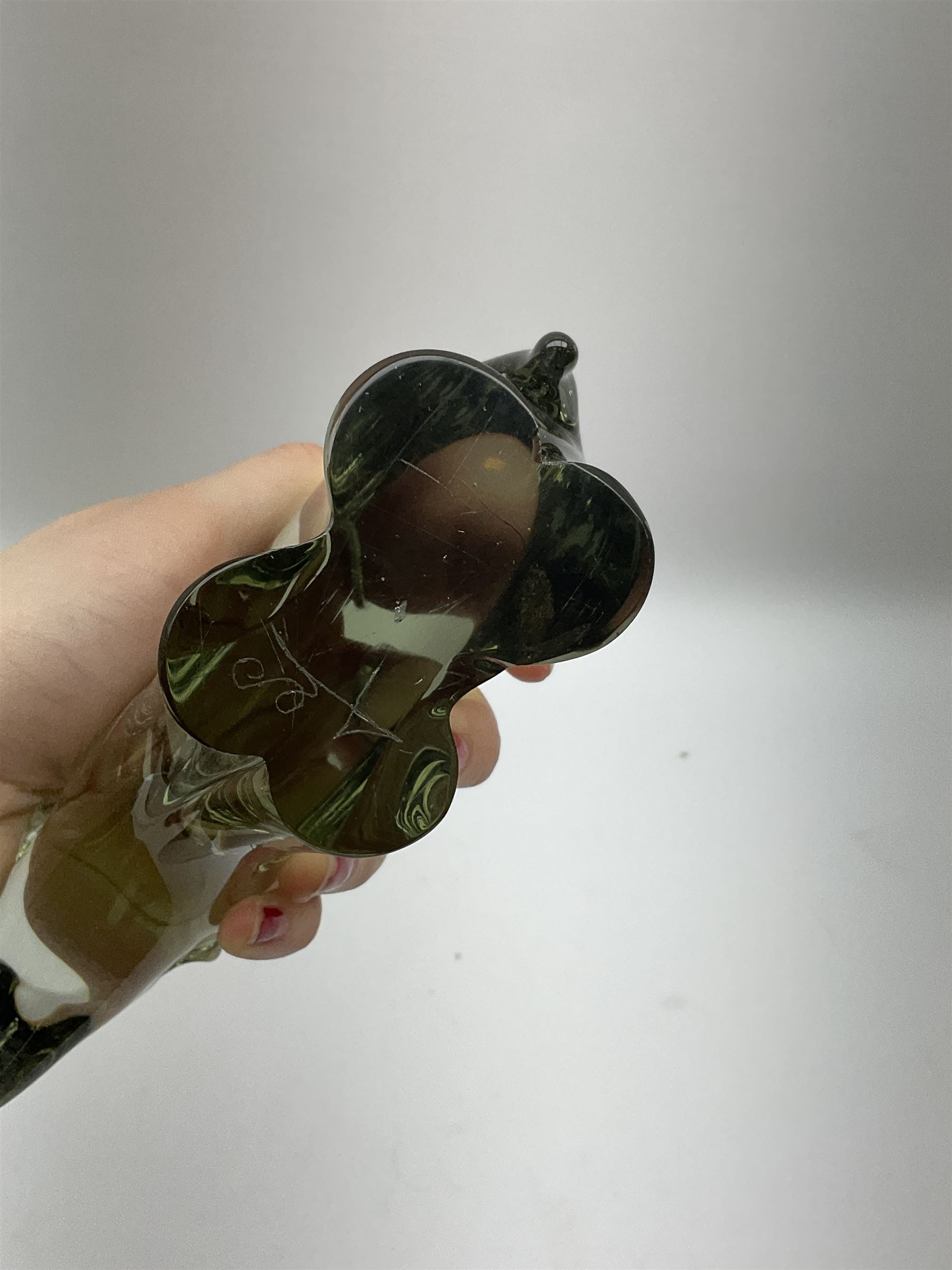 Livio Seguso (Italian, 1930-), Murano glass penguin paperweight in purple and blue, H12.5cm, together with another paperweight modelled as a polar bear for Graglas of Germany, c1970, both with etched marks beneath