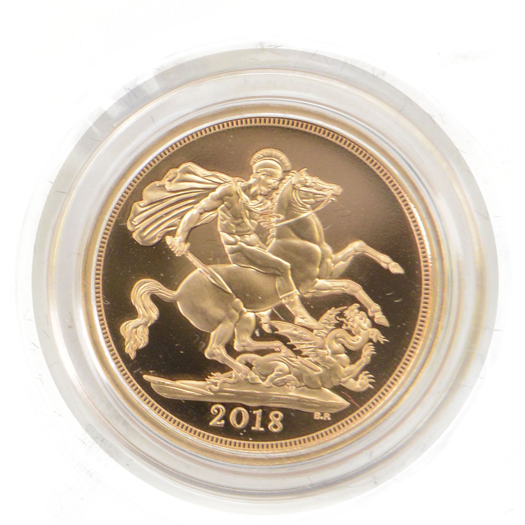 The Royal Mint United Kingdom 2018 'The 5th Birthday of HRH Prince George of Cambridge' gold proof full sovereign coin, 'Struck on 22 July 2018', cased with certificate