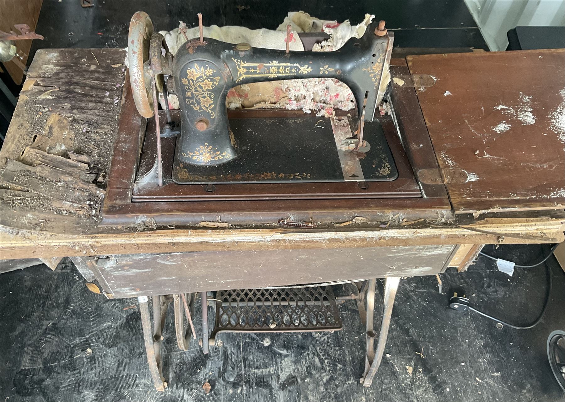 Sewing treddle table  - THIS LOT IS TO BE COLLECTED BY APPOINTMENT FROM DUGGLEBY STORAGE, GREAT HILL, EASTFIELD, SCARBOROUGH, YO11 3TX