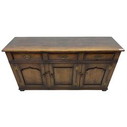 Titchmarsh & Goodwin - traditional oak dresser base, rectangular top over three drawers and three cupboards, enclosed by panelled doors 
