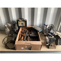Selection of tools such as wood carving chisels, Tap and Die set, drill bits, grinder set, router, spray gun and others - THIS LOT IS TO BE COLLECTED BY APPOINTMENT FROM DUGGLEBY STORAGE, GREAT HILL, EASTFIELD, SCARBOROUGH, YO11 3TX