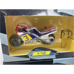 Nine NewRay 1:12 scale die-cast models of motorcycles including Ducati, Honda etc; and four other 1:12 scale die-cast models of motorcycles; all boxed (13)