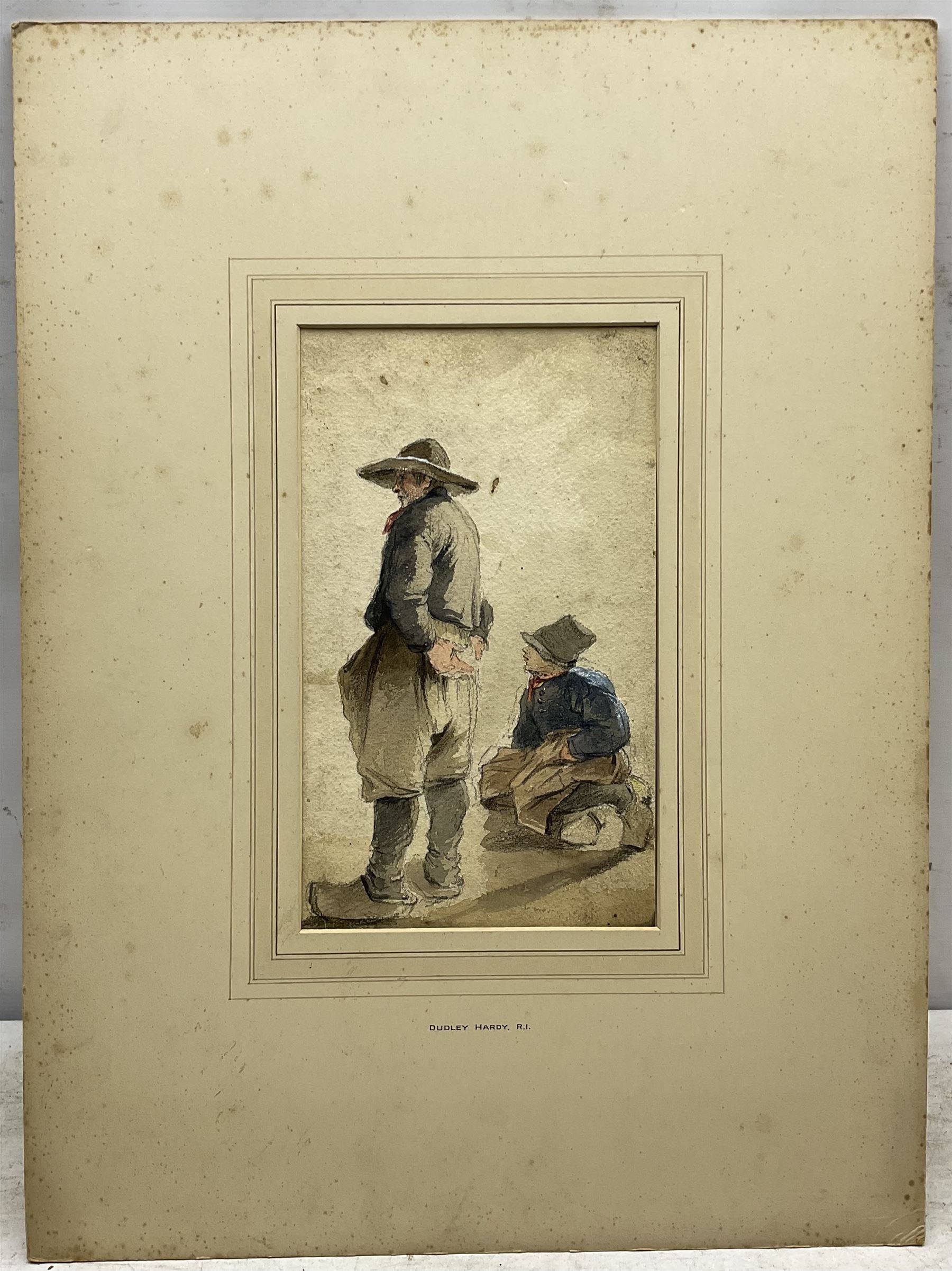 Dudley Hardy ROI RBA (British 1867-1922): Dutch Fisherfolk, watercolour unsigned 29cm x 17cm (unframed)