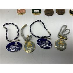 Thirty nine enamelled horse racing badges, to include badges from York, Ripon, Beverley Goodwood etc