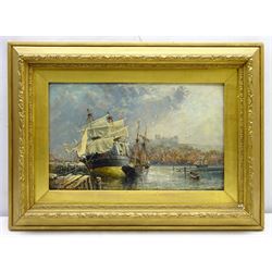 Richard Weatherill (British 1844-1923): Moored Sailing Vessels Whitby Harbour, oil on board signed 28cm x 45cm
Provenance: North Yorkshire deceased estate