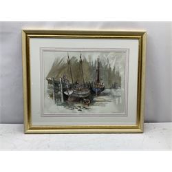 Roger Murray (British Contemporary): Fishing Boats Moored in Harbour, watercolour signed 38cm x 50cm