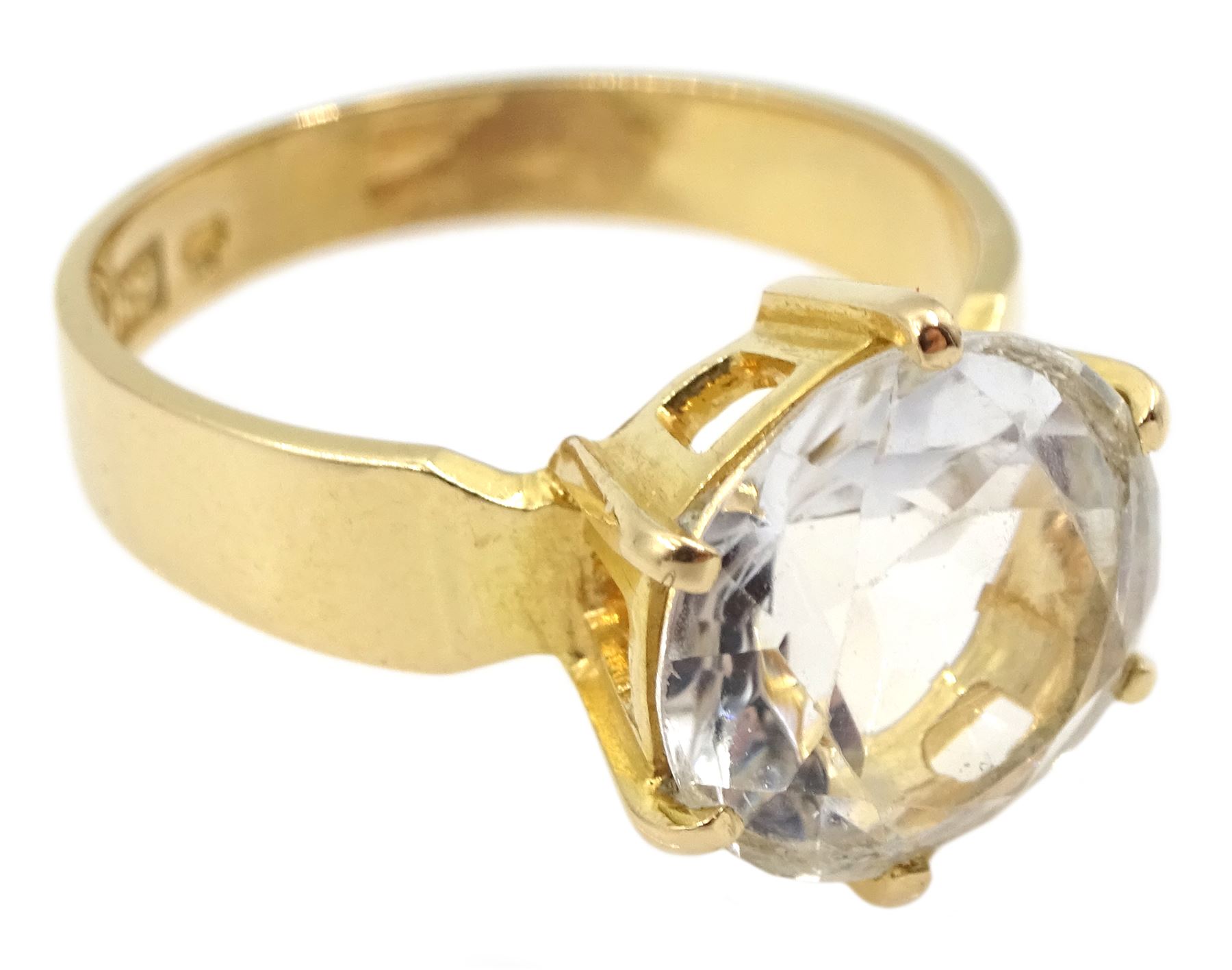 Swedish 18ct gold single stone rock crystal ring by Bengt Hallberg, stamped 18K 