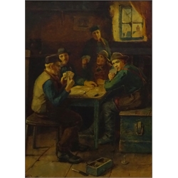 John Simpson Fraser (Scottish fl.1870-1893): A Game of Cards, watercolour signed and dated '90, 40cm x 30cm