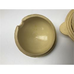  19th century Wedgwood drabware beehive honey pot, together with another similar example, Wedgwood H12cm 