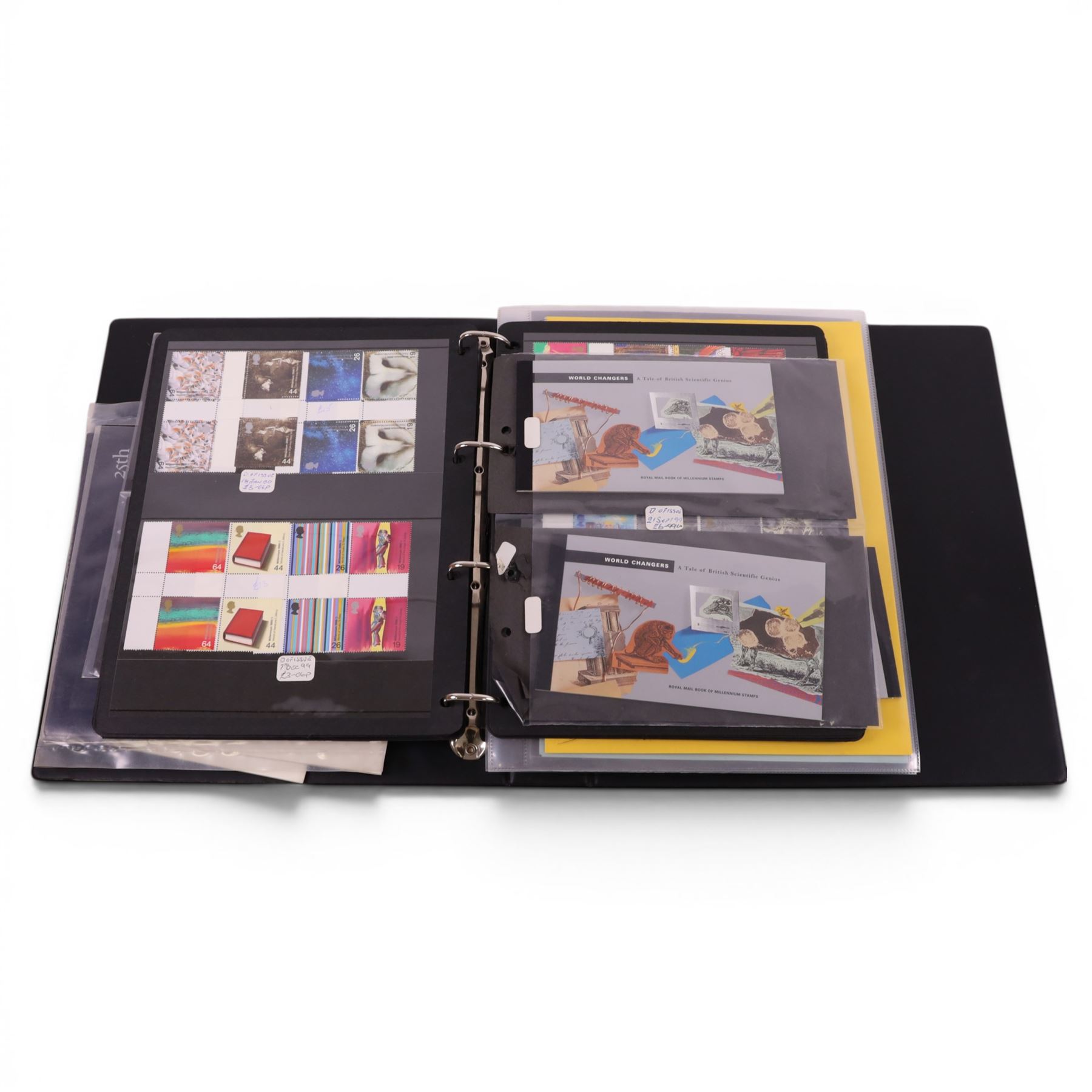 Queen Elizabeth II mint decimal stamps in four folders, face value of usable postage approximately 650 GBP