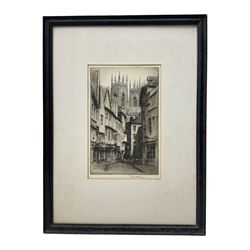 Reginald Green (British 1884-1971): Low Petergate - York, drypoint etching signed in pencil 28cm x 18cm