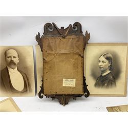 Edwardian Mirror together with five Victorian photographs