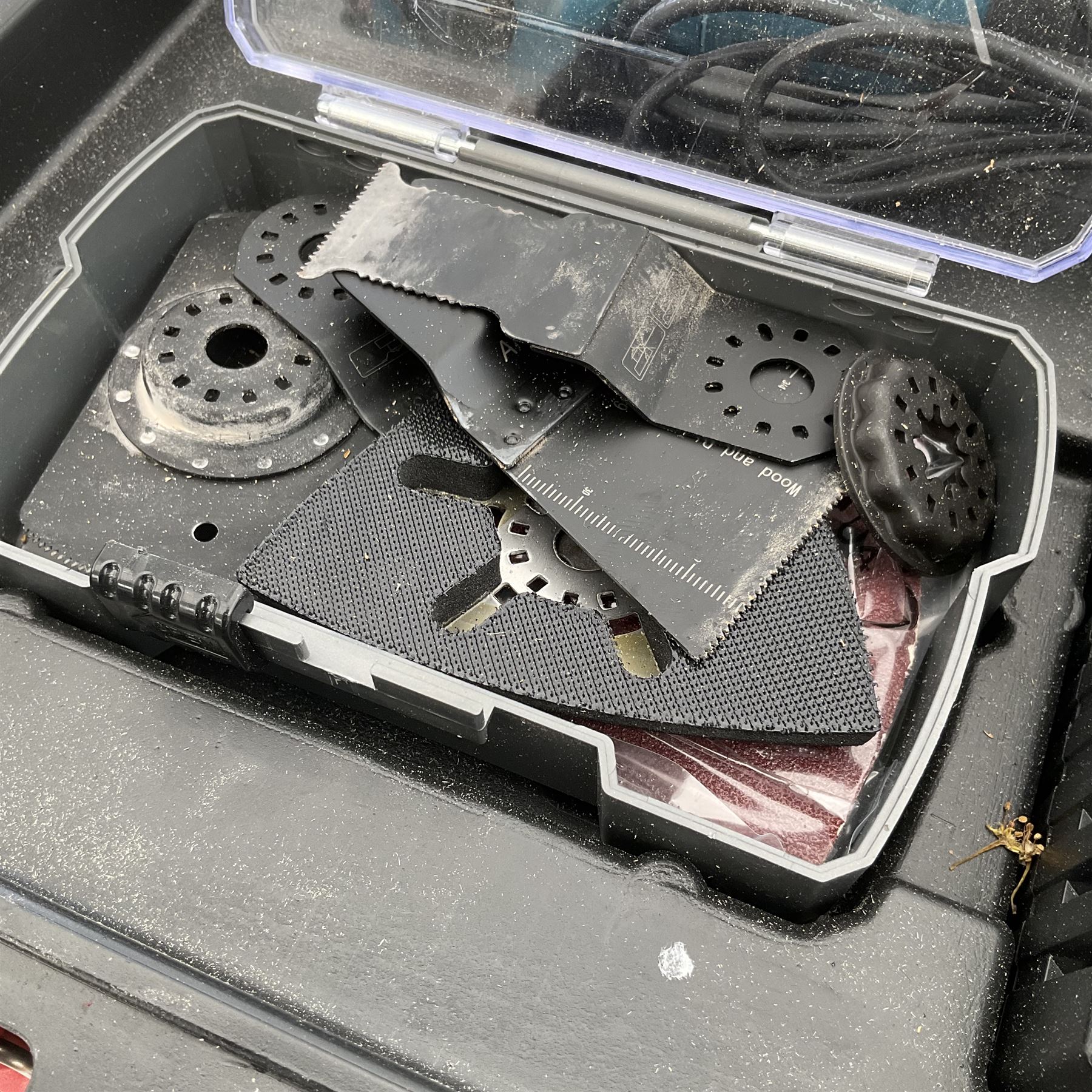 Erbauer EMT18-Li-QC cordles multi tool with charger and accessories together with corded Erbauer angle grinder in carry cases - THIS LOT IS TO BE COLLECTED BY APPOINTMENT FROM DUGGLEBY STORAGE, GREAT HILL, EASTFIELD, SCARBOROUGH, YO11 3TX