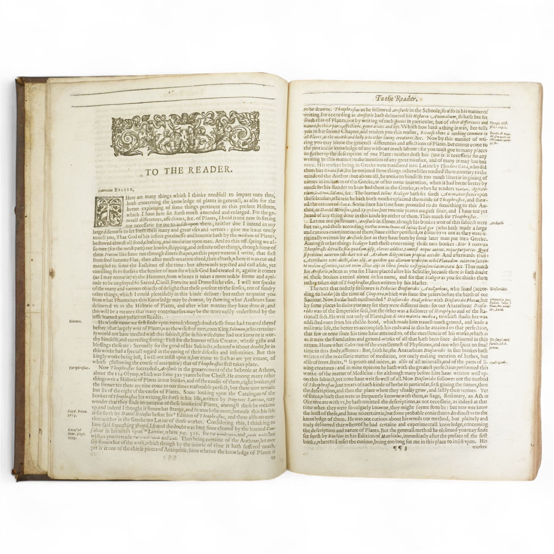 Gerard, John - 'The Herball or General Historie of Plants', enlarged and amended by Thomas Johnson, frontispiece missing, numerous woodcut illustrations, full calf, ribbed spine inscibed 'Gerards Botany', bookplate of F.J.Cornish-Bowden, Black Hall