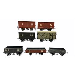 '0' gauge - two scratch-built Hull & Barnsley wagons including Continental covered wagon and open wagon; three similar Great Northern wagons; and two Great Eastern wagons; all unboxed (7)
