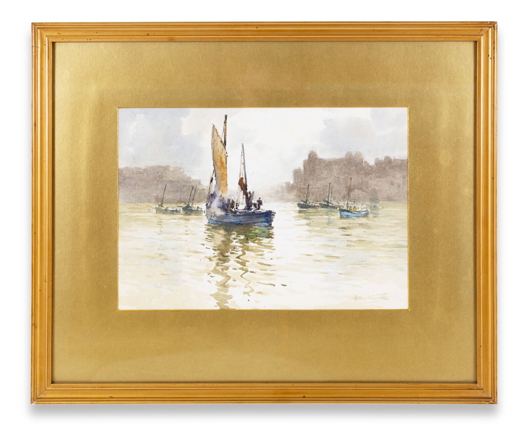 Harry Wanless (British c1872-1934): Early Morning Fishing Boats in the South Bay Scarborough , watercolour signed 23cm x 33cm