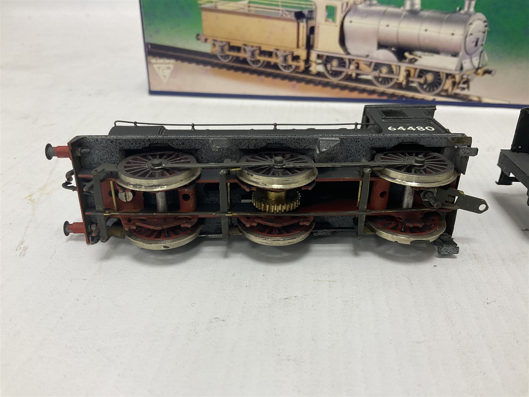 ‘00’ gauge - kit built NBR (Class B-Reid) LNER/BR J35/1/2/4/5 0-6-0 steam locomotive and tender no.64480, finished in BR black with DJH Models box; with further kit built Class J50 0-6-0T locomotive no.68936, finished in BR black (2)