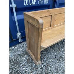 Waxed solid pine church pew - THIS LOT IS TO BE COLLECTED BY APPOINTMENT FROM DUGGLEBY STORAGE, GREAT HILL, EASTFIELD, SCARBOROUGH, YO11 3TX