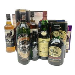 Mixed whisky and port, to include Glenlivet, twelve year old, single malt Scotch whisky, 70cl 40% vol, Bunnahabhain, 12 year old, single malt Scotch whisky, 70cl, 40% vol, Glenfiddich, special reserve, single malt Scotch whisky, 75cl, 40% vol, Graham's, the Tawny reserve port, 75cl 20% vol, Calem, Old Friends white port, 375ml 19.5% vol, and five others of various contents and proof (10)