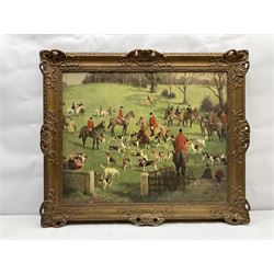 Eleanor Barbara Georgina Shiffner (British 1896-1982): The Meet, oil on canvas signed 60cm x 75cm
Notes: animal, landscape and portrait artist born at Rossington, Yorkshire. Studied Byam Shaw School and RA Schools