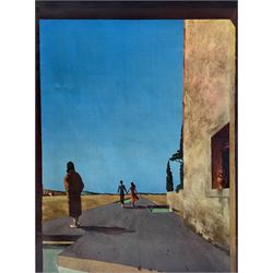 After José Manuel Capuletti (Spanish 1925-1978): 'New Horizons', colour print on canvas signed in the plate 66cm x 49cm