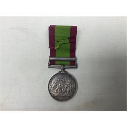 Victoria 2nd Afghanistan War Medal 1878-79-80 with clasp for Kandahar, awarded to 397 Gunr. W. Hogg C. Batt. 2nd Bde. R.A. with ribbon