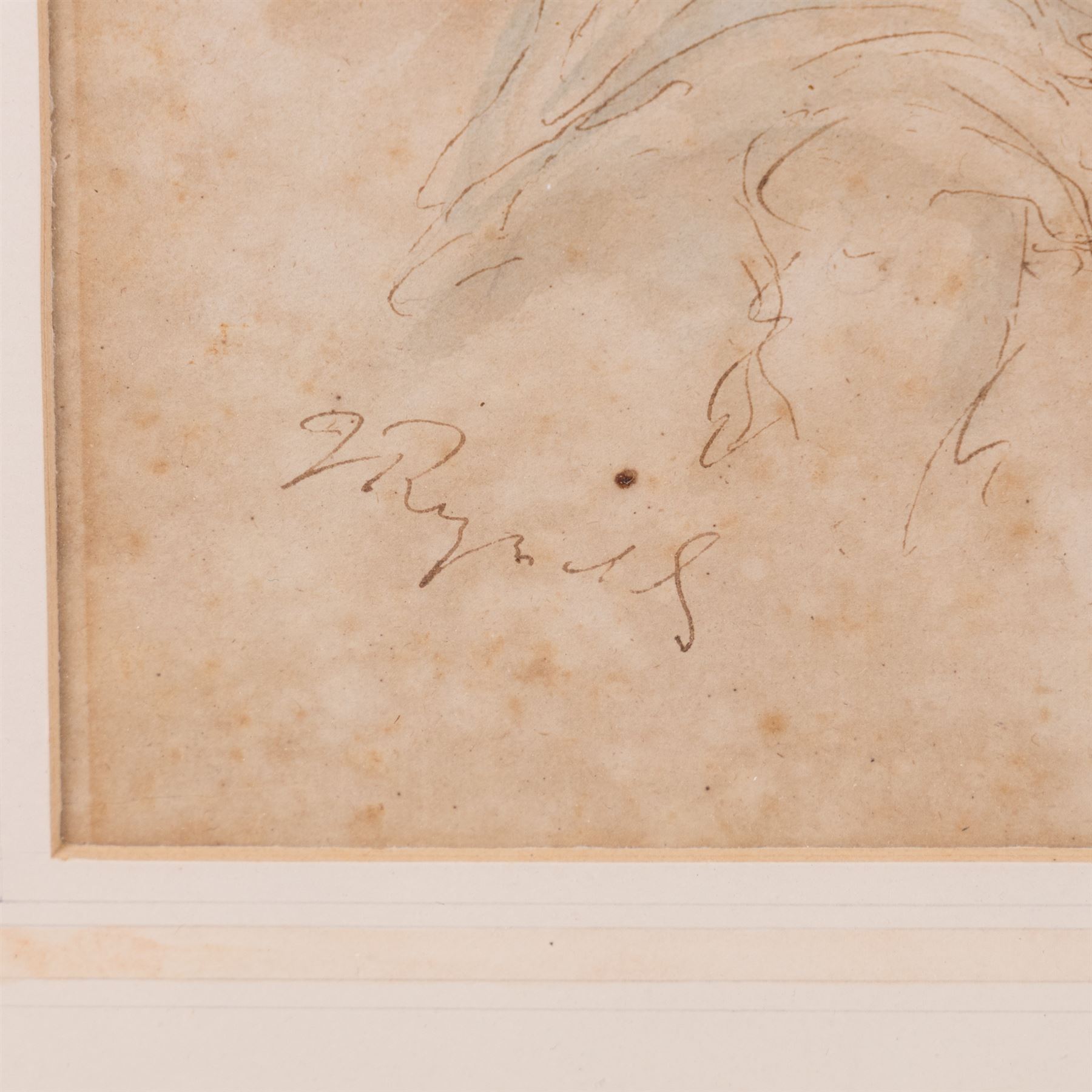 Follower of Joshua Reynolds (British 1723-1792): Studies of Young Women, set of four pen ink and colour wash drawings bearing signature and dated 1759, 20cm x 13cm - 15cm x 9cm (4)