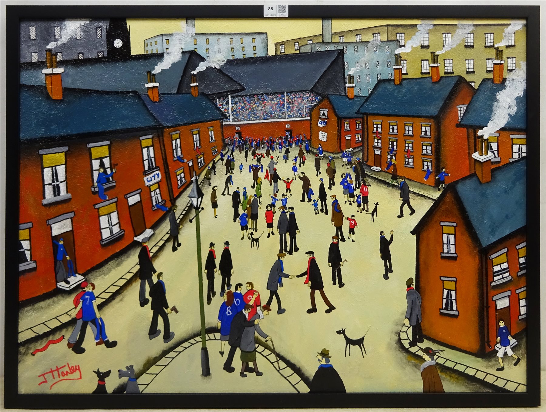 John Hanley (Northern British 1947) 'Match Day', oil on canvas signed