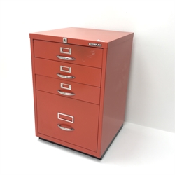  Bisley four drawer filing chest, four drawers, red finish, W47cm, H71cm, D48cm   
