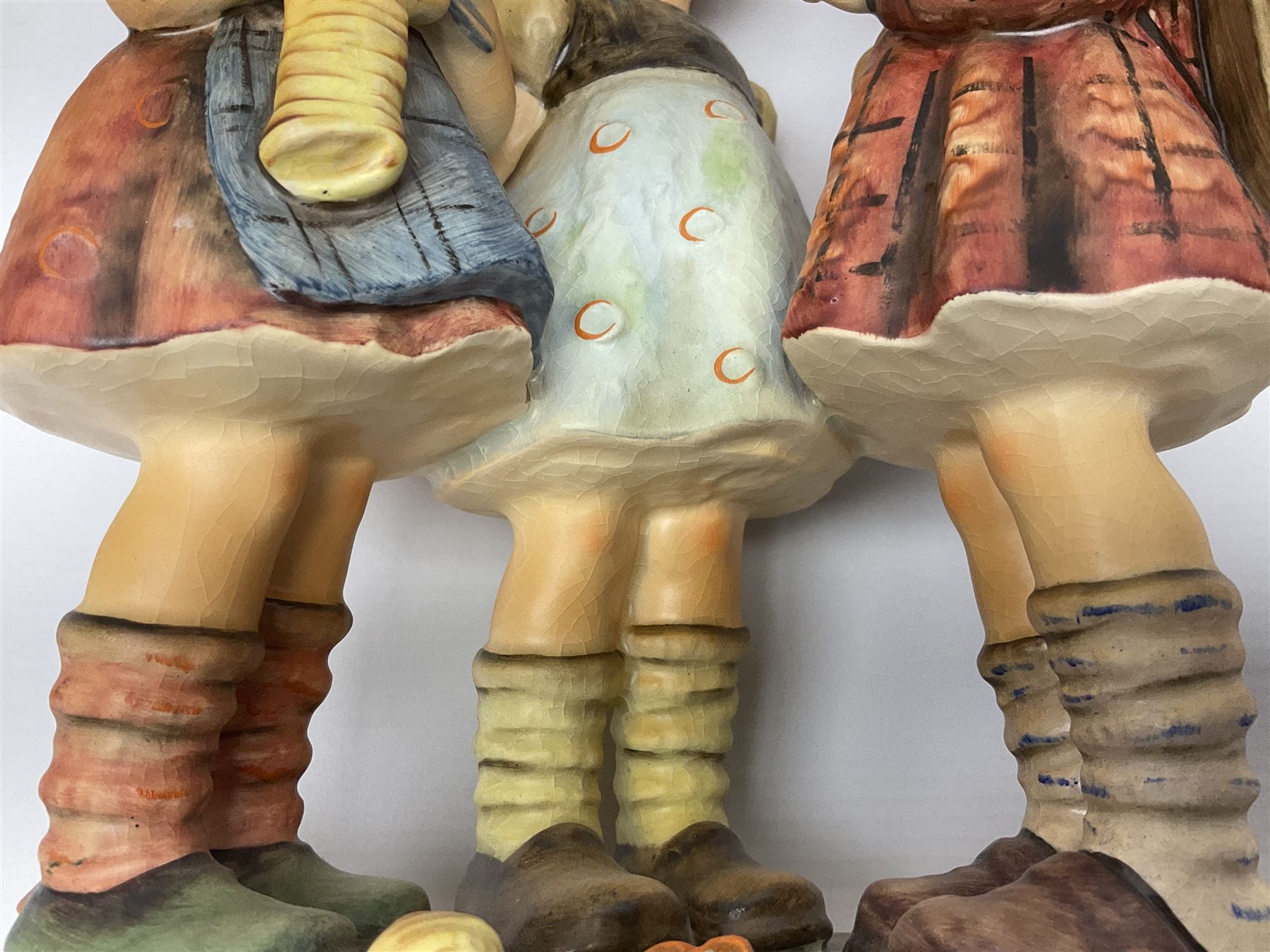Large Hummel figure group by Goebel, School Girls, together with Hummel figure group, We Wish You The Best, tallest H23.5cm