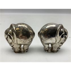 Pair of silver cruets, modelled in the form of elephants, stamped 925