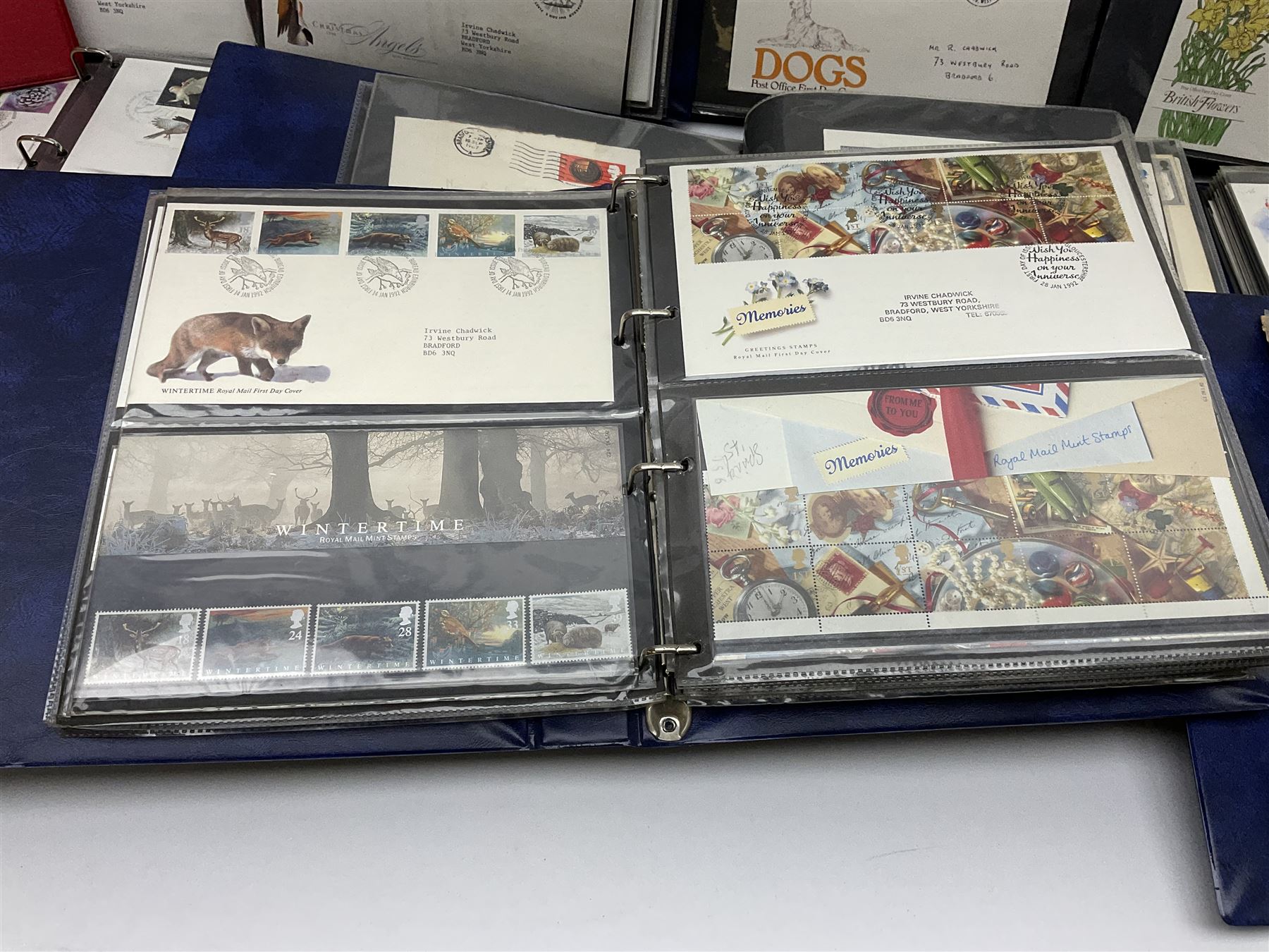 Mostly Great British first day covers, some with special postmarks, from the 1960s to the early 2000s and a small number of Queen Elizabeth II usable postage stamps, housed in eleven ring binder folders