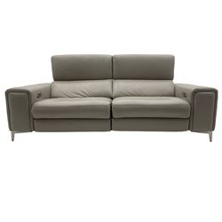 Franco Ferri Italia Carter power reclining large two seat sofa, upholstered in Tosca grey leather