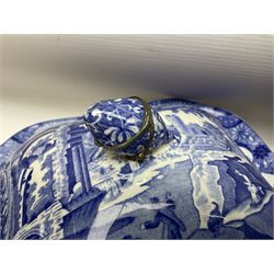 Copeland Spode Italian pattern tea and dinner wares, including hor d'oeuvres dish, tureen and cover, coffee pot, six coffee cans and saucers, etc, all with blue printed marks beneath (40)