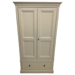 Willis Gambier white painted double wardrobe, with drawer to base