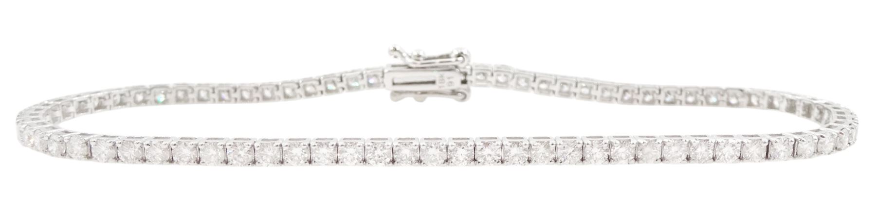 18ct white gold round brilliant cut diamond bracelet, stamped, total diamond weight approx 3.00 carat