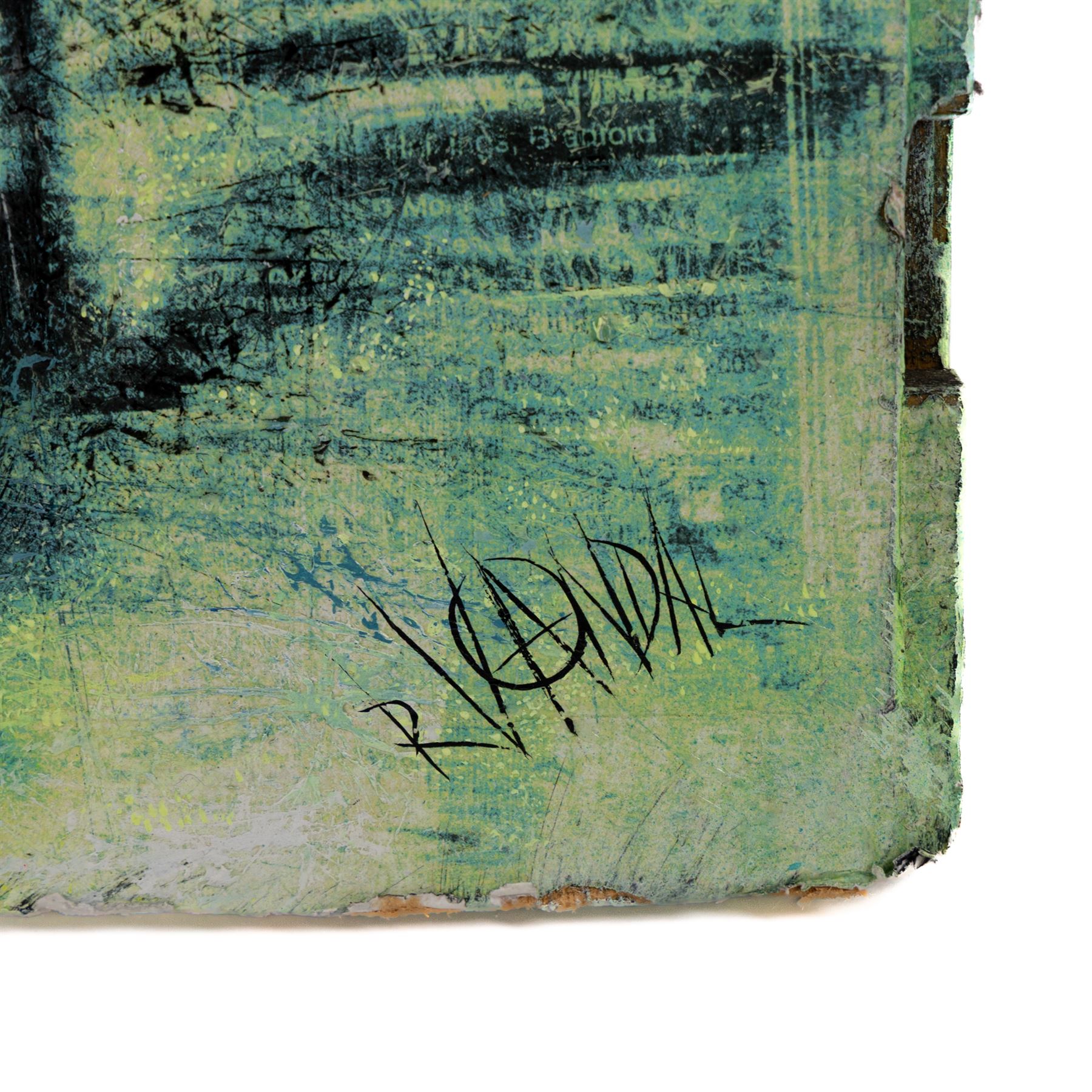 Rourke Van Dal (British 1969-): Dreams from the Gutter, mixed media on board laid on to pallet signed 68cm x 62cm (unframed)