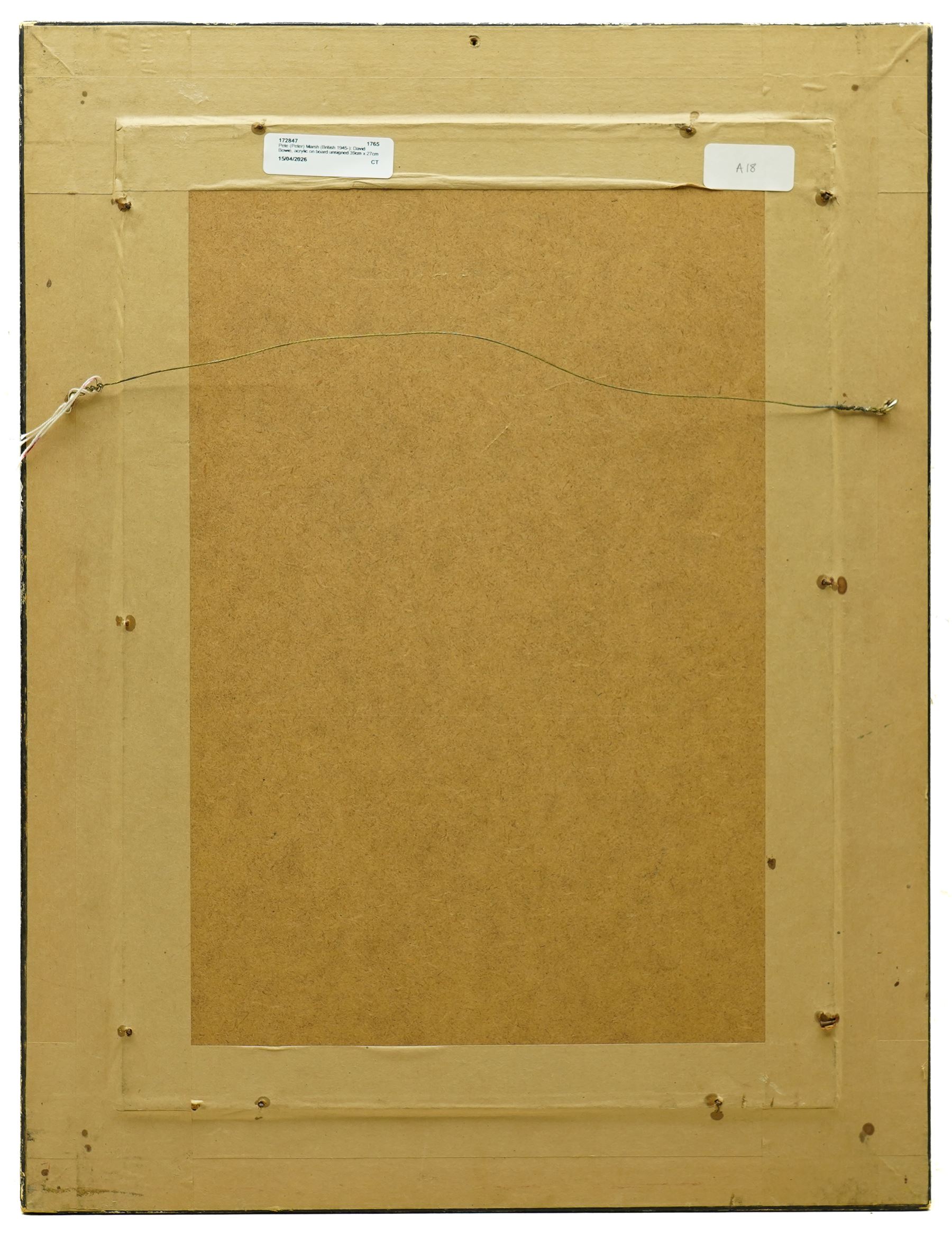 Pete (Peter) Marsh (British 1945-): David Bowie, acrylic on board unsigned 39cm x 27cm 