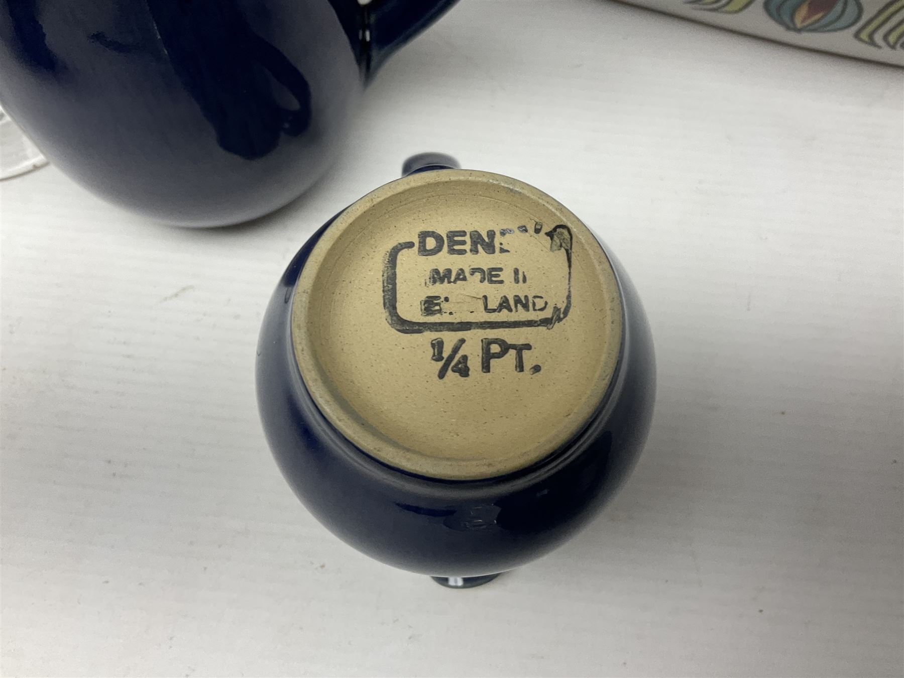 Denby coffee pot, together with Hornsea sugar shaker, glassware and other collectables 