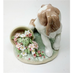 A Lladro figurine, 'Barrow of Fun' Model 5460, H20.5cm, together two further Lladro figurines, 'Litter of Fun' Model 5364, and 'It wasn't me' Model 7672. 