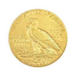 United States of America 1908 Indian head gold two and a half dollar coin