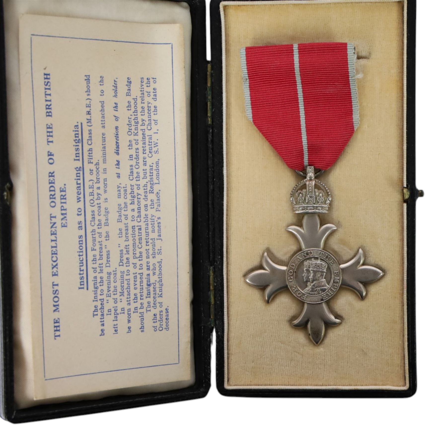 Most Excellent Order of the British Empire, M.B.E. breast badge and Greenwich Hospital School Medal for Attainments and Good Conduct medal, both awarded to Lt Ralph Dixon Roya Navy