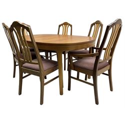 Nathan - teak oval extending dining table (99cm x 153cm - 205cm, H75cm ); and a set of six chairs