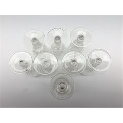 A set of eight Waterford crystal Colleen pattern champagne flutes, H15cm.