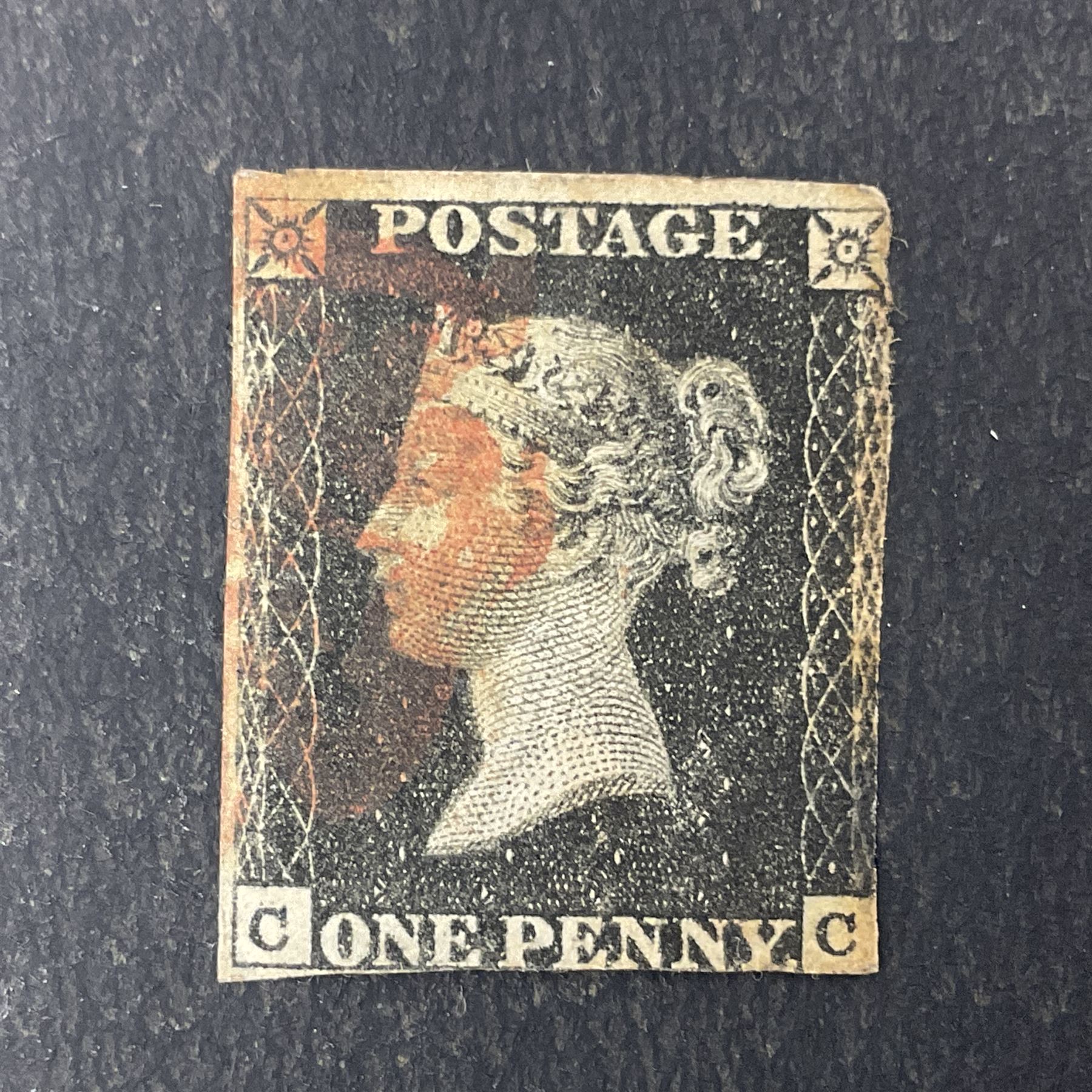 Three Great Britain Queen Victoria penny black stamps, all with red MX cancels