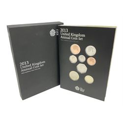The Royal Mint United Kingdom 2013 annual coin set, in card folder 