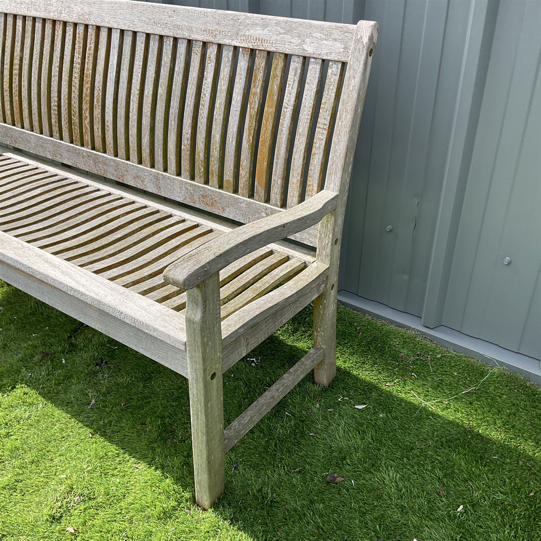 Teak three seater garden bench  - THIS LOT IS TO BE COLLECTED BY APPOINTMENT FROM DUGGLEBY STORAGE, GREAT HILL, EASTFIELD, SCARBOROUGH, YO11 3TX