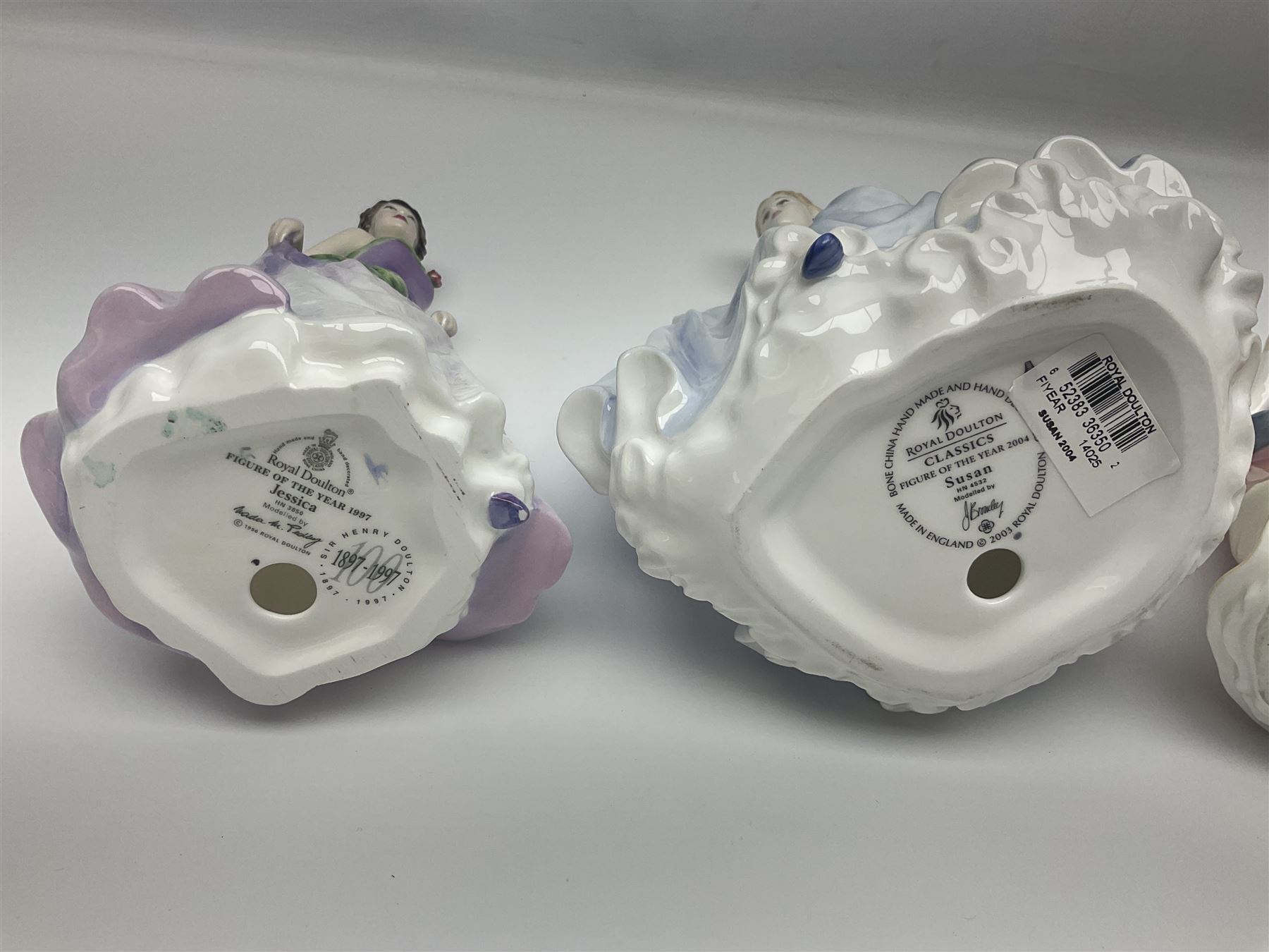 Seven Royal Doulton figures, to include Charity HN3087, Faith HN3082, Hope HN3061, Belle HN3703, etc, all with printed marks beneath