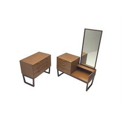 Europa - mid-20th century dressing table (W101Ccm, H148cm, D46cm) and matching three drawer chest (W76cm, D47cm, H70cm)