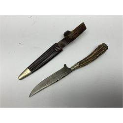Hunting knife with horn handle, the blade stamped Werk Fulpmes